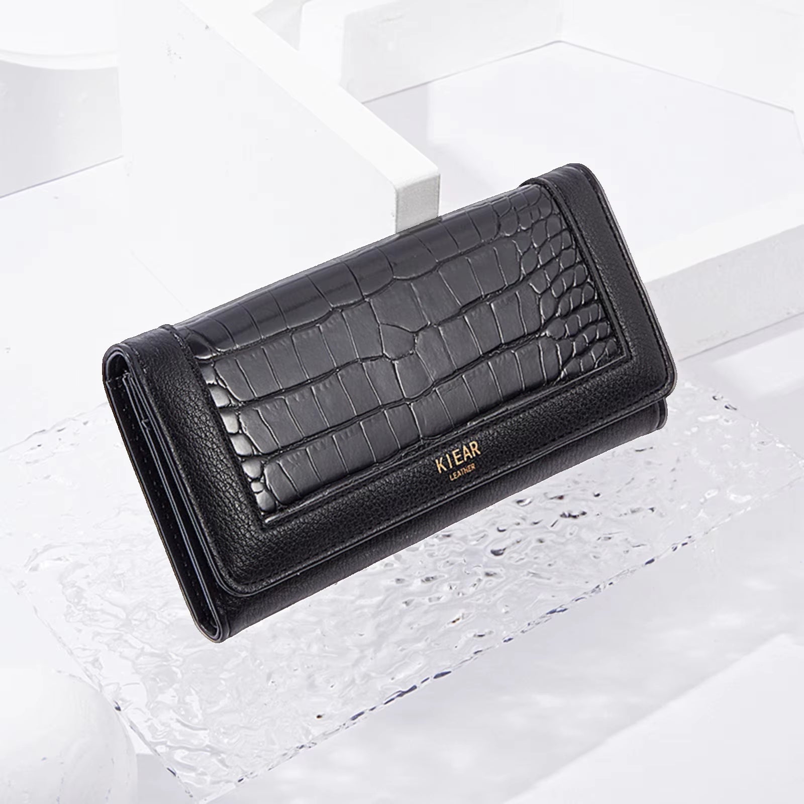 Women'S Wallet Pu Leather Long Fashion Buckle Clutch Bag Id Change Storage Bag Wear-Resistant and Durable