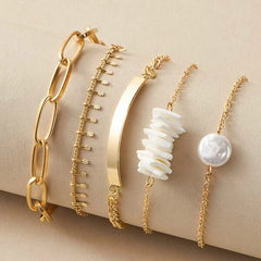 Ethnic Style Rice Bead Daisy Bracelet Set