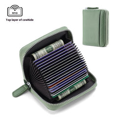 RFID Genuine Leather Card Wallet Men Women Purse With Coin Pocket Zipper Credit Card Holder Small Wallets Bags