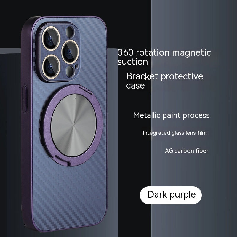 New AG Carbon Fiber Pattern 360 Rotating Bracket Magnetic Phone Case
