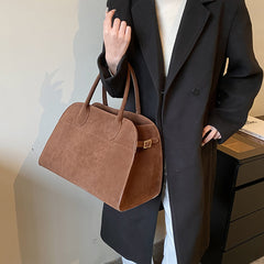 Retro-style High-capacity Suede-look Single-shoulder Tote Bag