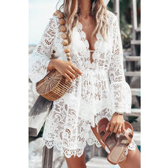 Bikini Cover-Up Sexy V-Neck Sun Protection Shirt