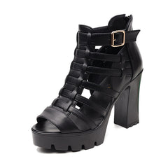 Cutout Sandals With Waterproof Platform And Fishmouth Design For Women