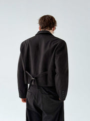 Retro-style Thickened Short Casual Suit With Wide-leg Pants