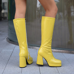 Fashionable High Heel Platform Tall Boots For Women Plus Size