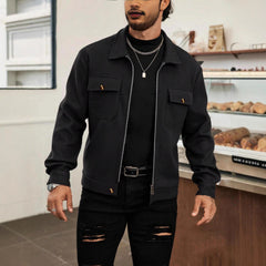 European And American Men's Fashion High-Street Wool Zip-Up Jacket