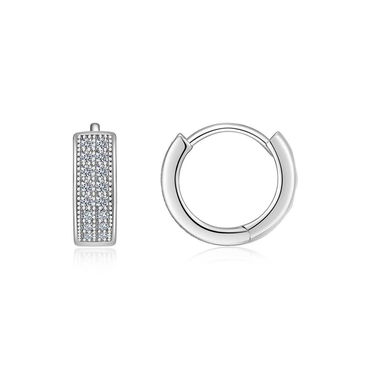 A Luxurious And Fashionable Minimalist Jewelry Earring Set Featuring Top-quality Moissanite Stones, Made Of S925 Silver Electroplated With Platinum.