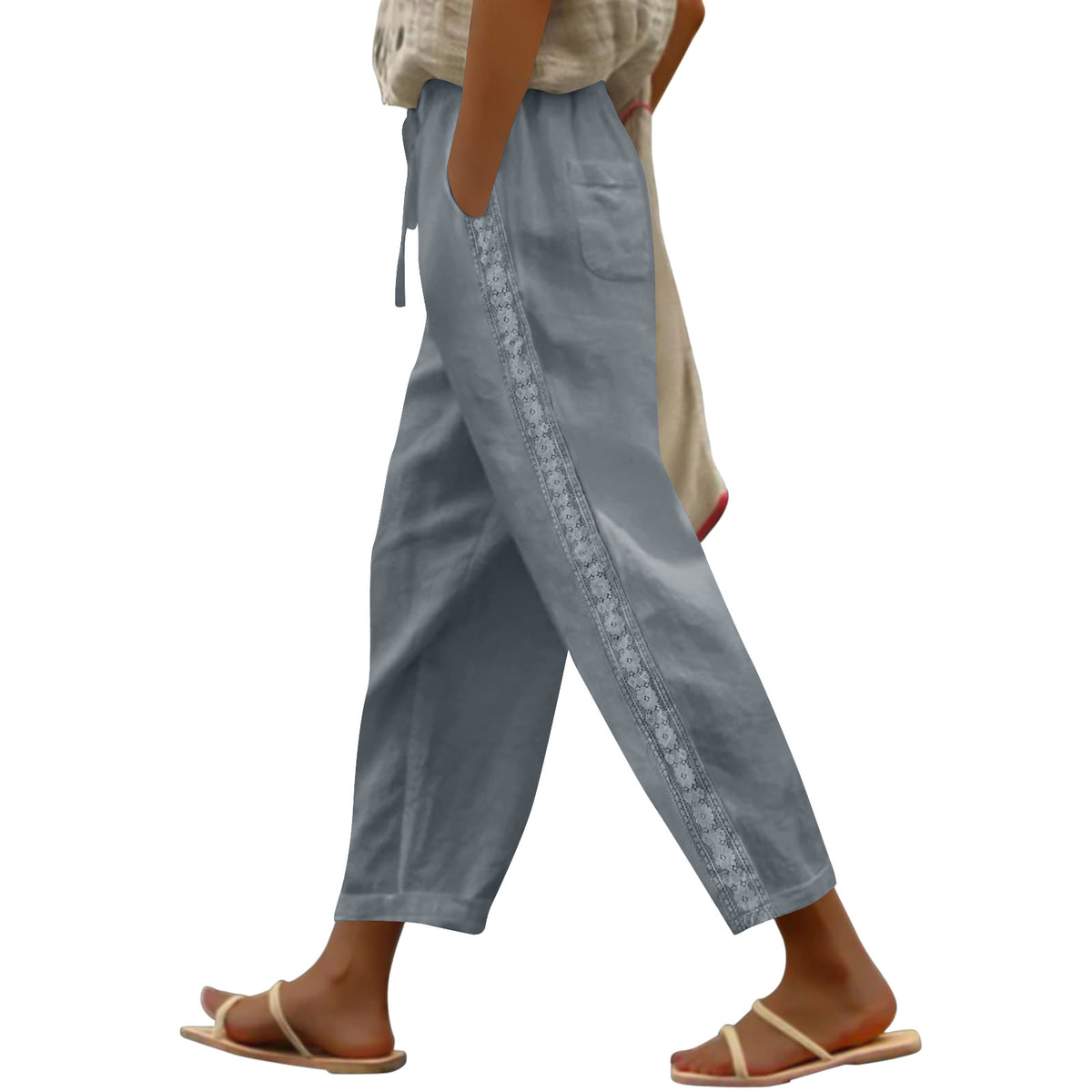 Womens Casual Pants Wide-leg Loose Fit
