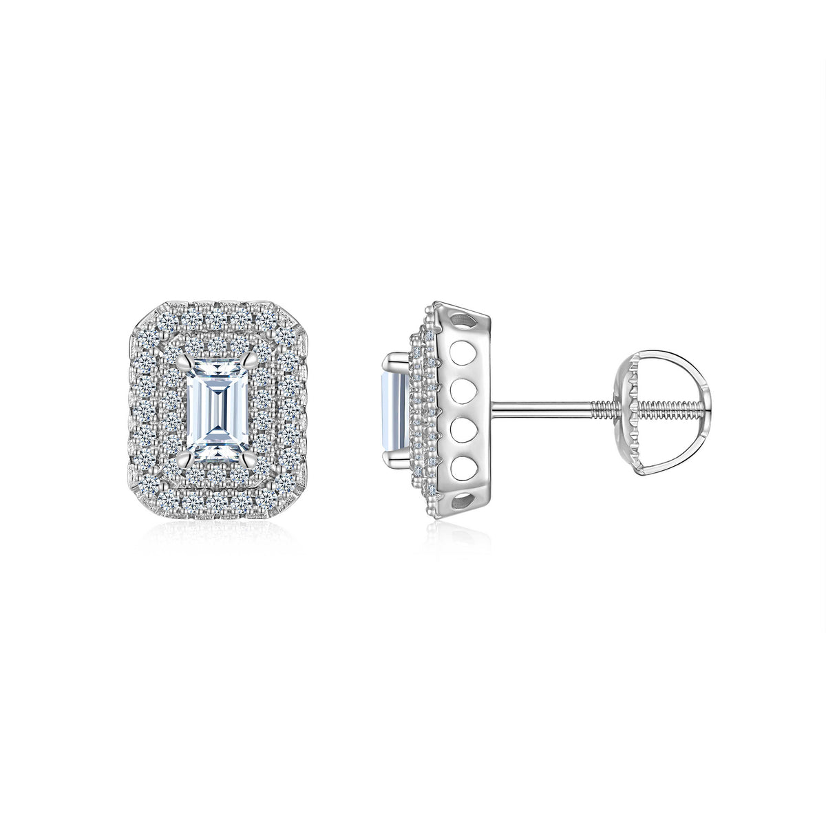 A Luxurious And Fashionable Minimalist Jewelry Earring Set Featuring Top-quality Moissanite Stones, Made Of S925 Silver Electroplated With Platinum.