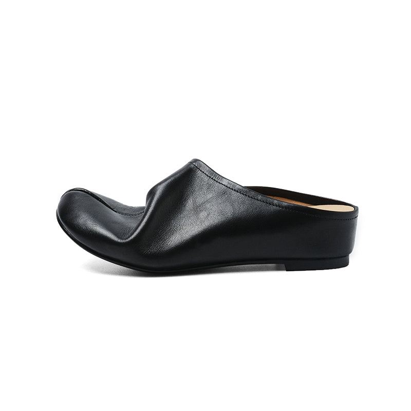 Women's Full Grain Leather Tabi Flats, Split Toe Slip-On Mules For Casual & Daily Wear
