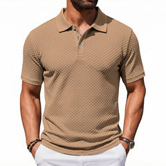Mens Plaid Polo Shirt Breathable Casual Collared T-Shirt