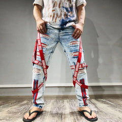 Mens Slim-fit Zip-up Skinny Jeans With Rips