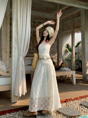 Summer Embroidered Dopamine Strapless Bohemian Style Dress For Women