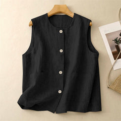 Sleeveless Vest Chic And Relaxed Fit Round Neck For Summer