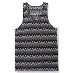 Summer Casual Men's Clothing Retro Style Contrast Color Wave Color Stripes Fabric Vest
