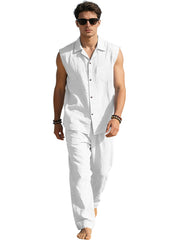 Men's Thin Sleeveless Shirt Casual Sports Suit