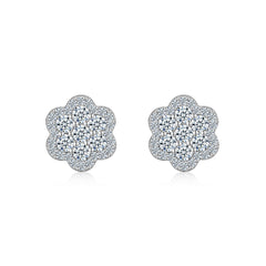 A Luxurious And Fashionable Minimalist Jewelry Earring Set Featuring Top-quality Moissanite Stones, Made Of S925 Silver Electroplated With Platinum.