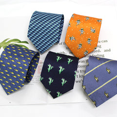 Casual Men's Tie Business Formal Wear 9CM Printed British Style Polyester Yarn Tie