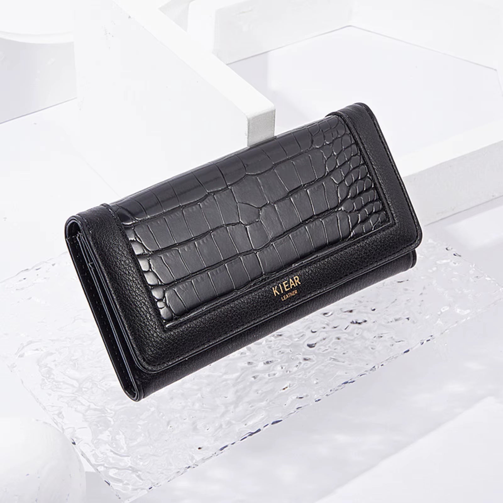 Women'S Wallet Pu Leather Long Fashion Buckle Clutch Bag Id Change Storage Bag Wear-Resistant and Durable