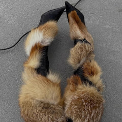 Trendy Y2K-style Fluffy Stiletto Thigh-high Boots