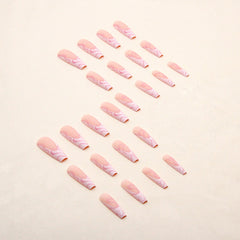 Heart Stripe Fake Nails