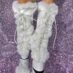 Chunky-heeled High-heeled Plus-size Fuzzy Womens Boots