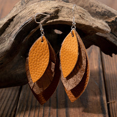 Fashionable Leather Multi-Layer Earrings In A Cartoon Style