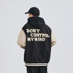 PU Leather Patchwork Casual All-Match Jacket Coat