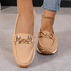 Women's Metal Chain Flat Slip-On Loafers