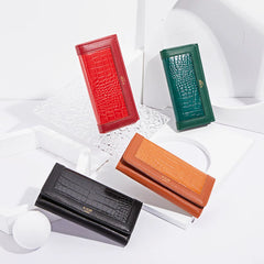 Women'S Wallet Pu Leather Long Fashion Buckle Clutch Bag Id Change Storage Bag Wear-Resistant and Durable