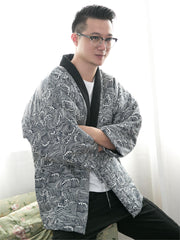 Japanese Men's Winter Kimono Cotton Jackets Warm Cotton Kimono Coat Indoor Outdoor Kimono Coat Traditional Japanese Kimono For Men Lightweight & Warm Kimono