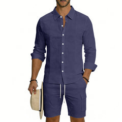 Men's Linen Loose Casual Shirt And Shorts Set