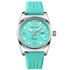 Unisex Round Calendar Waterproof Rubber-Strap Watch