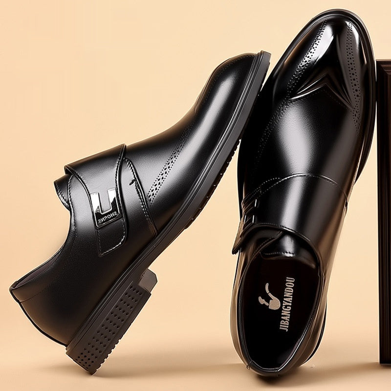 Mens Leather Shoes Made From Full-Grain Cowhide With A Pipe-Shaped Toe