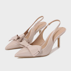 Patent Leather Pointed-toe Bow-knot Sandals Women's Back-strap Style