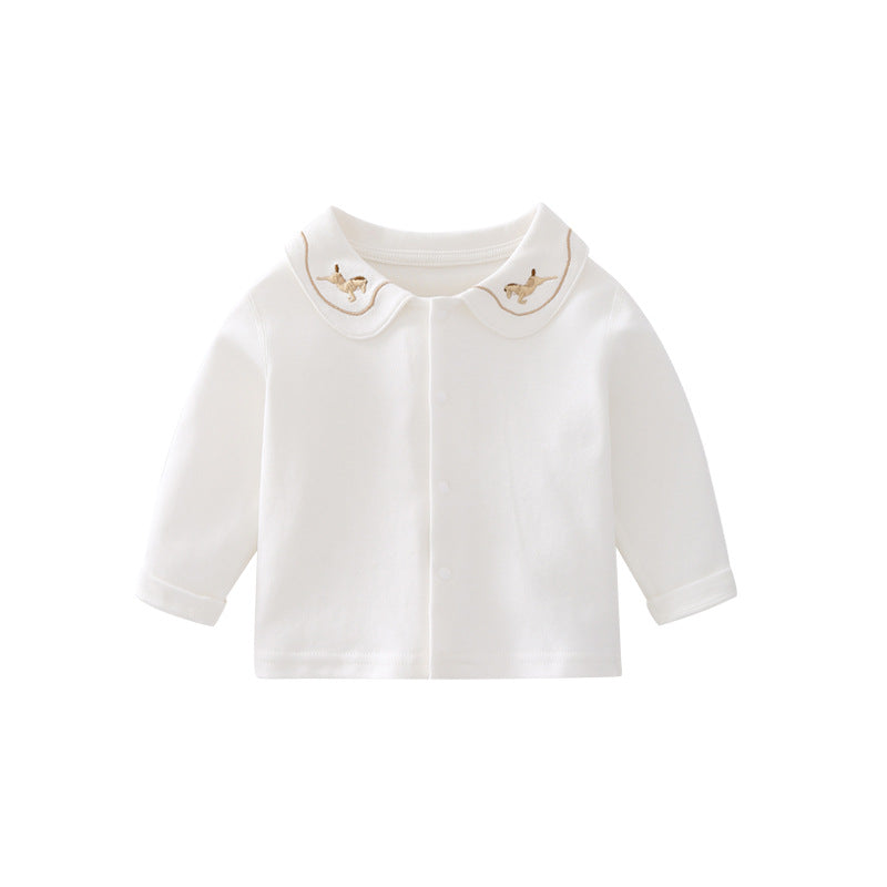 Baby Polo Collar Pure Cotton Long Sleeved Bottom Shirt