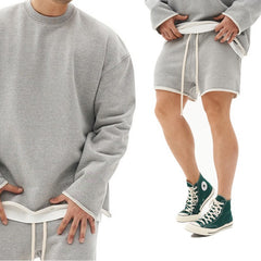 Muscle Fitness Training Sweater Men's Shorts Suit