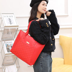 Diamond-Embossed Large-Capacity Tote Bag