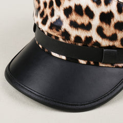 Rare Leopard-print Soft PU Leather Baseball Cap