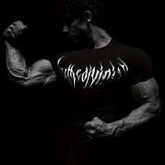 Short-sleeve Black Fitness T-shirt Men's Muscle