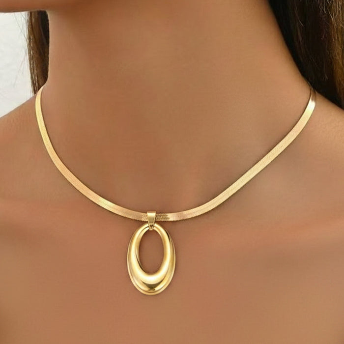 Minimalist Oval Hoop Stainless Steel Necklace