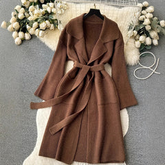 Elegant Minimalist Long-style Fashion Knit Cardigan Coat