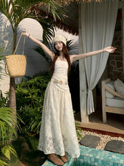 Summer Embroidered Dopamine Strapless Bohemian Style Dress For Women