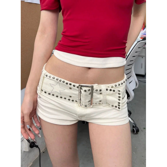 Weiße Damen-Denimshorts für Herbst/Winter