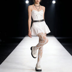 Irregular And Sexy Stockings With Summer Thin Straps, Broken Holes, Black Silk Jumpsuit Stockings