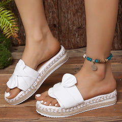 Jute Rope Solid Color Home Outdoor European-Style Womens Slippers