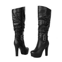 Overknee-Stiefel mit klobigem Absatz in großen Größen für Damen