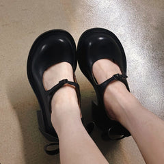 Small Leather Shoes Women's Pumps With A Bow