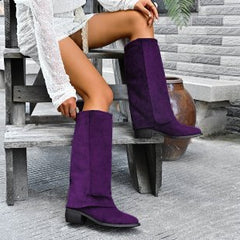 Retro Pointed Toe Slouch Boots