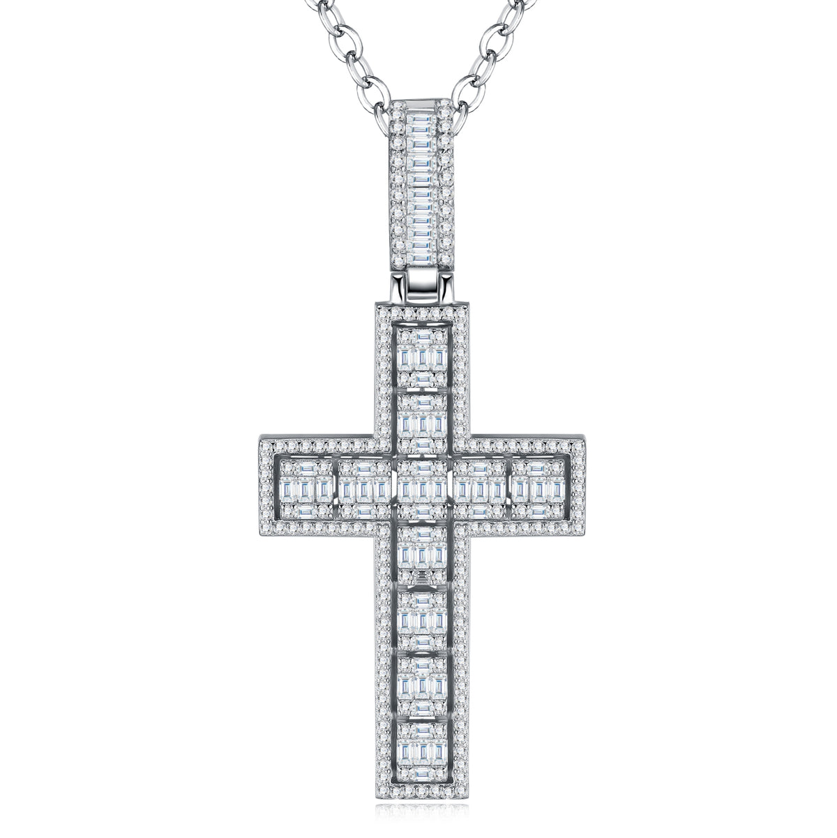 A Luxurious And Fashionable Minimalist Jewelry Pendant Necklace Set With Top-quality Moissanite, Made Of S925 Silver Electroplated With Platinum.